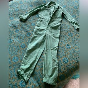 Madewell green denim jumpsuit